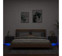 Modern 2 Pcs Wall-Mounted Bedside Cabinets with LED Lights Side Table vidaXL