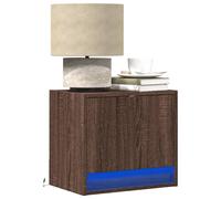 Wall-mounted Bedside Cabinets with LED Lights Bed Table 2 pcs Brown Oak vidaXL