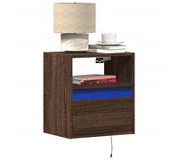 vidaXL Wall-mounted Bedside Cabinets with LED Lights 2 pcs Brown Oak