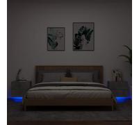Wall-mounted Bedside Cabinets with LED Lights Table 2 pcs Concrete Grey vidaXL