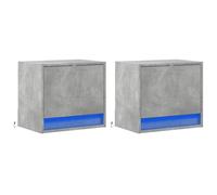 vidaXL Wall-mounted Bedside Cabinets with LED Lights 2 pcs, Floating Storage Cab