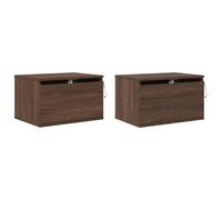 vidaXL Wall-mounted Bedside Cabinets with LED Lights 2 pcs, Side Table with 2 Dr