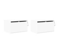 vidaXL Wall-mounted Bedside Cabinets with LED Lights 2 pcs, Side Table with 2 Dr