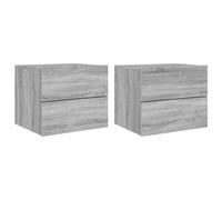 vidaXL Wall-mounted Bedside Cabinets with LED Lights 2 pcs, Side Table with 2 Dr