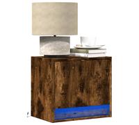 Wall-mounted Bedside Cabinets&LED Lights Bed Table 2 pcs Smoked Oak vidaXL