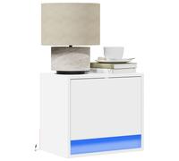 Wall-mounted Bedside Cabinets with LED Lights Bed Cabinet 2 pcs White vidaXL