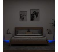 vidaXL Wall-mounted Bedside Cabinets with LED Lights Side Table 2 pcs White