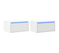 vidaXL Wall-mounted Bedside Cabinets with LED Lights 2 pcs White cabinet