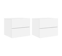 Vidaxl Wall-Mounted Bedside Cabinets With Led Lights 2 Pcs White