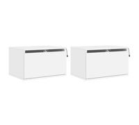 vidaXL Wall-mounted Bedside Cabinets with LED Lights 2 pcs White
