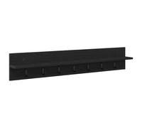 vidaXL Wall mounted black oak coat rack 100 x 10.5 x 18 cm with storage shelves.