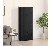 Wall-Mounted Cabinet Black Oak 69.5x34x90cm Engineered Wood Slim 2-Door Storage