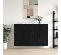 Wall-Mounted Cabinet Black Oak Engineered Wood 69.5x34x90cm 2-Door Storage Slim