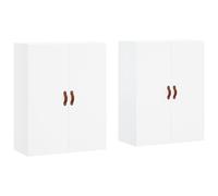 Wall Mounted Cabinet White 69.5x34x90cm Engineered Wood 2 Door Floating Storage