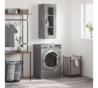 vidaXL Wall Mounted Cabinet Concrete Grey 34.5x34x90 cm