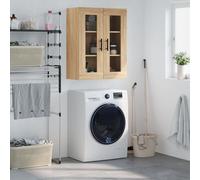 vidaXL Wall Mounted Cabinet Sonoma Oak: Engineered Wood Storage Unit with Glass Door for Living Room, Bedroom and Study