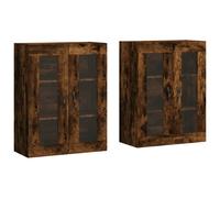 vidaXL Wall Mounted Cabinet Storage Cabinets 2 pcs Smoked Oak Engineered Wood