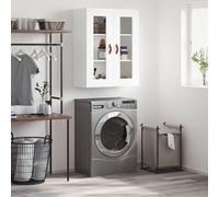 vidaXL Wall Mounted Cabinet - White Engineered Wood Storage Unit with Glass Door, Ideal for Home & Office