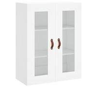vidaXL Wall Mounted Cabinet - White Engineered Wood Storage Unit with Glass Door, Ideal for Home & Office