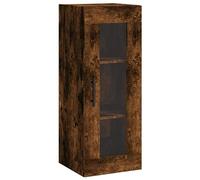 vidaXL Wall-Mounted Cabinet with Glass Door, Smoked Oak Finish, Durable Engineered Wood, Ample Storage Space, Ideal for Living Room, Bedroom, Study