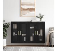 vidaXL Wall Mounted Cabinets 2 pcs Black Engineered Wood