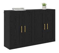 vidaXL Wall-mounted Cabinets 2 pcs Black Oak 69.5 x 34 x 90 cm, Living Room, Modern Rectangular Cabinet, Wall Shelving Unit, Functional Storage Design, Space Saving Indoor Organization