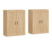 vidaXL Wall Mounted Cabinets 2 pcs, Storage Cabinet for Living Room Bedroom Office, Side Cabinet with Doors, Modern Style, Sonoma Oak Engineered Wood