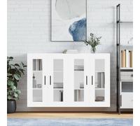 vidaXL Wall Mounted Cabinets 2 pcs, Engineered Wood Construction, White Living Room Storage Units with Glass Doors