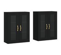 vidaXL Wall Mounted Cabinets Bathroom Cabinet 2 pcs Black Engineered Wood