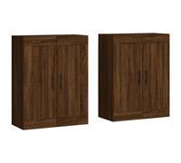 vidaXL Wall Mounted Cabinets Side Cabinet 2 pcs Brown Oak Engineered Wood