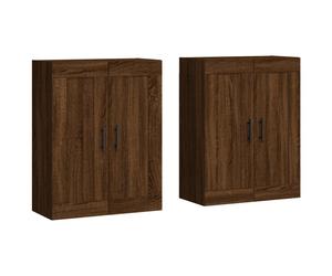 vidaXL Wall Mounted Cabinets Side Cabinet 2 pcs Brown Oak Engineered Wood