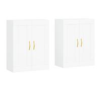 vidaXL Wall Mounted Cabinets Side Cabinet Cupboard 2 pcs White Engineered Wood