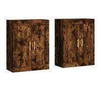 vidaXL Wall Mounted Cabinets Storage Cabinet 2 pcs Smoked Oak Engineered Wood