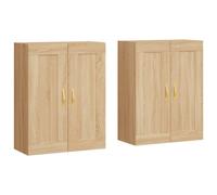 vidaXL 2 Door Brown Sonoma Oak Wall Mounted Cabinet 2 Pack - Size: 90 x 69.5 x 34cm - Wilko