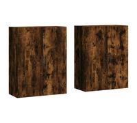 vidaXL Wall Mounted Cabinets Storage Cabinet Display Cabinet 2 pcs Smoked Oak