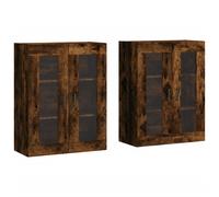 vidaXL Wall Mounted Cabinets Storage Cupboard2 pcs Smoked Oak Engineered Wood