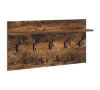 vidaXL Wall Mounted Coat Rack 80 x 40 x 12 cm in Smoked Oak, Chipboard. A Modern Design That Takes Up Little Space. Customizable Installation for Indoor Use with Hooks