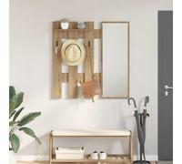 Wall-Mounted Coat Rack Wall-mounted with Mirror Engineered wood Storage vidaXL