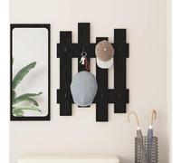 vidaXL Wall-Mounted Coat Rack Black oak 60 x 3 x 82 cm Engineered wood