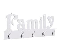 vidaXL Wall Mounted Coat Rack - Distinctive Family Lettering Design, Durable MDF Material, 5 Copper Hooks, White, 74x29.5 cm Dimensions - Ideal for Coats, Keys, Towels and More