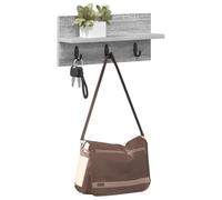 vidaXL Wall-Mounted Coat Rack Grey Sonoma 40 x 10.5 x 18 cm, Elegant Wall-Mounted Storage Rack, Modern Rectangular Coat Organizer, Minimalist Entryway Shelf, Functional Hanger for Coats