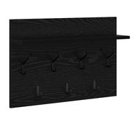 vidaXL Wall Mounted Coat Rack in Engineered Wood, Black, Oak, 60 x 40 x 12 cm. Its modern design is perfect for indoors. Abrasion resistant, it comes with hooks to hang your clothes