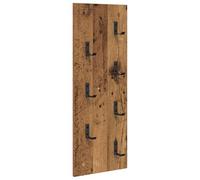 vidaXL Wall Mounted Coat Rack in Old Wood 30 x 1.5 x 80 cm Made of Bonded Wood Brown Easy to Clean with Stable Metal Hooks Perfect for Indoors Ideal for Organizing Entryways and Entryways