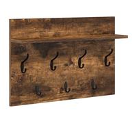 vidaXL Wall-mounted coat rack in smoked oak, 60 x 40 x 12 cm. Made of reconstituted wood, this model has a modern design that saves space. It is equipped with practical hooks and offers a clean look