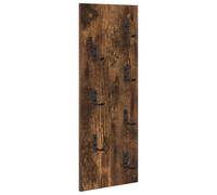 vidaXL Wall Mounted Coat Rack in Smoked Oak Bonded Wood, 30 x 1.5 x 80 cm, with Modern Hooks, Space Saving, Easy to Clean, Stable and Simple to Assemble, Perfect for Indoors, Ideal
