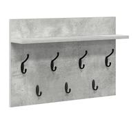 vidaXL Wall Mounted Coat Rack in Technical Wood, Concrete Grey, 60 x 40 x 12 cm, with Modern Hooks and Shelves, Abrasion Resistant, Customizable Installation, Indoor Only.