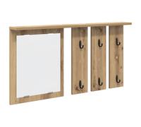vidaXL Wall Mounted Coat Rack Made of Engineered Wood Oak Artisan, 85 x 10 x 45 cm, Matte Finish, for Interior, Modern Style with Shelf and Hooks, Supports up to 20 kg, Easy to Clean,
