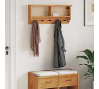 Coat Rack Solid Pinewood Acacia Finish 87x12x35 cm Wall Mounted 5 Hooks Rustic.