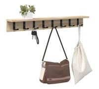 vidaXL Wall-Mounted Coat Rack Sonoma Oak 80 x 10.5 x 10.5 cm, Modern Wall-Mounted Coat Rack, Space-Saving Entryway Organizer, Rectangular Storage Solution, Functional Shelf, Hooks