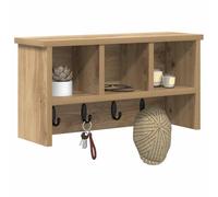 vidaXL Wall-Mounted Coat Rack Wall-Mounted Artisan Oak 50 x 16 x 26 cm, Hallway Storage, Modern Coat Rack, Wall-Mounted Hooks, Rectangular Indoor Furniture, Stylish Entryway Organization